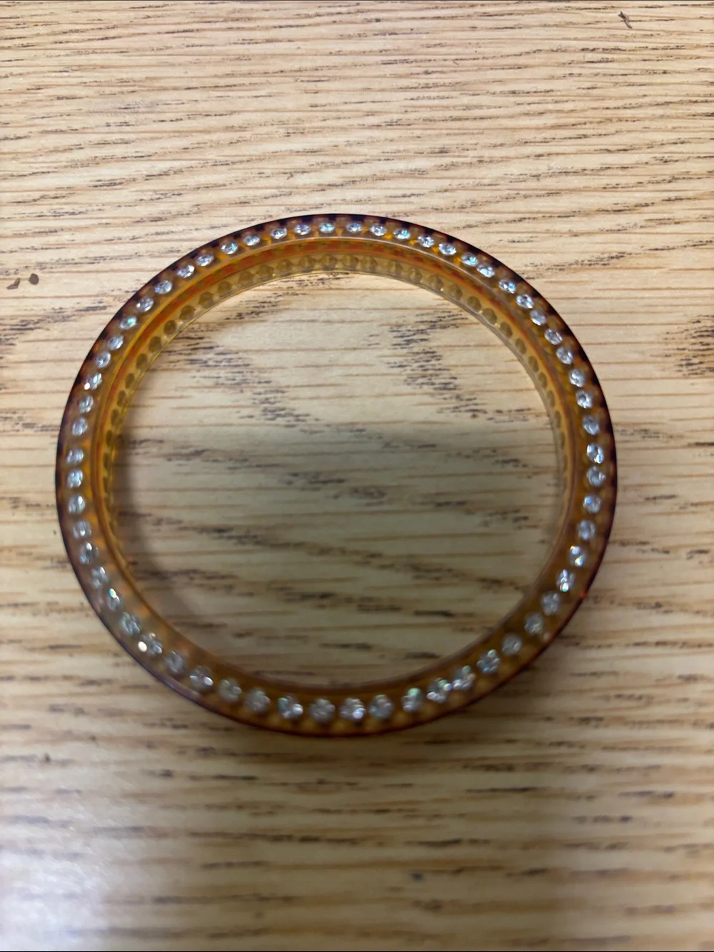 Amber Crystal-Accent Resin Bangle Bracelet